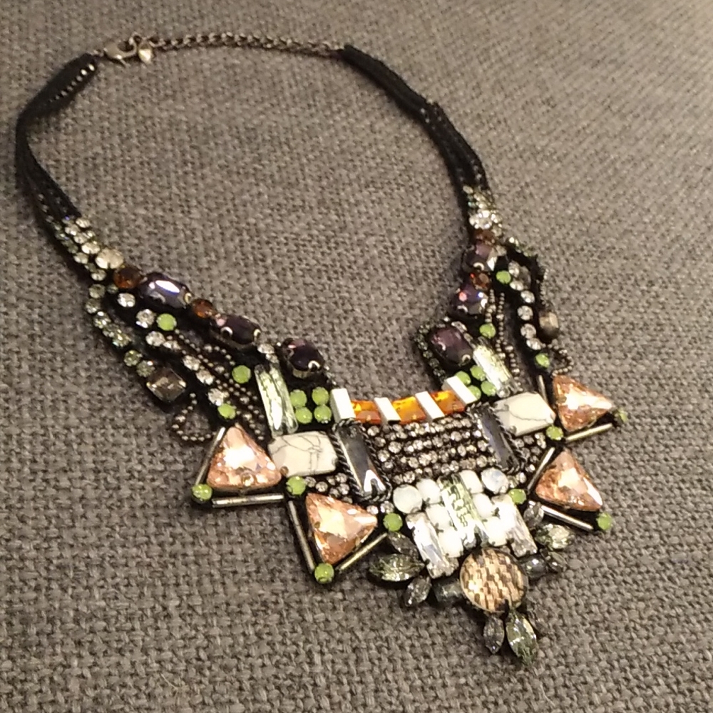Nocturne rhinestone bib necklace